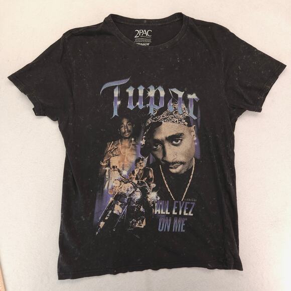 2Pac Tupac All Eyez on Me Rap Short Sleeve T Shirt Mens Size Medium M Black - Picture 2 of 9